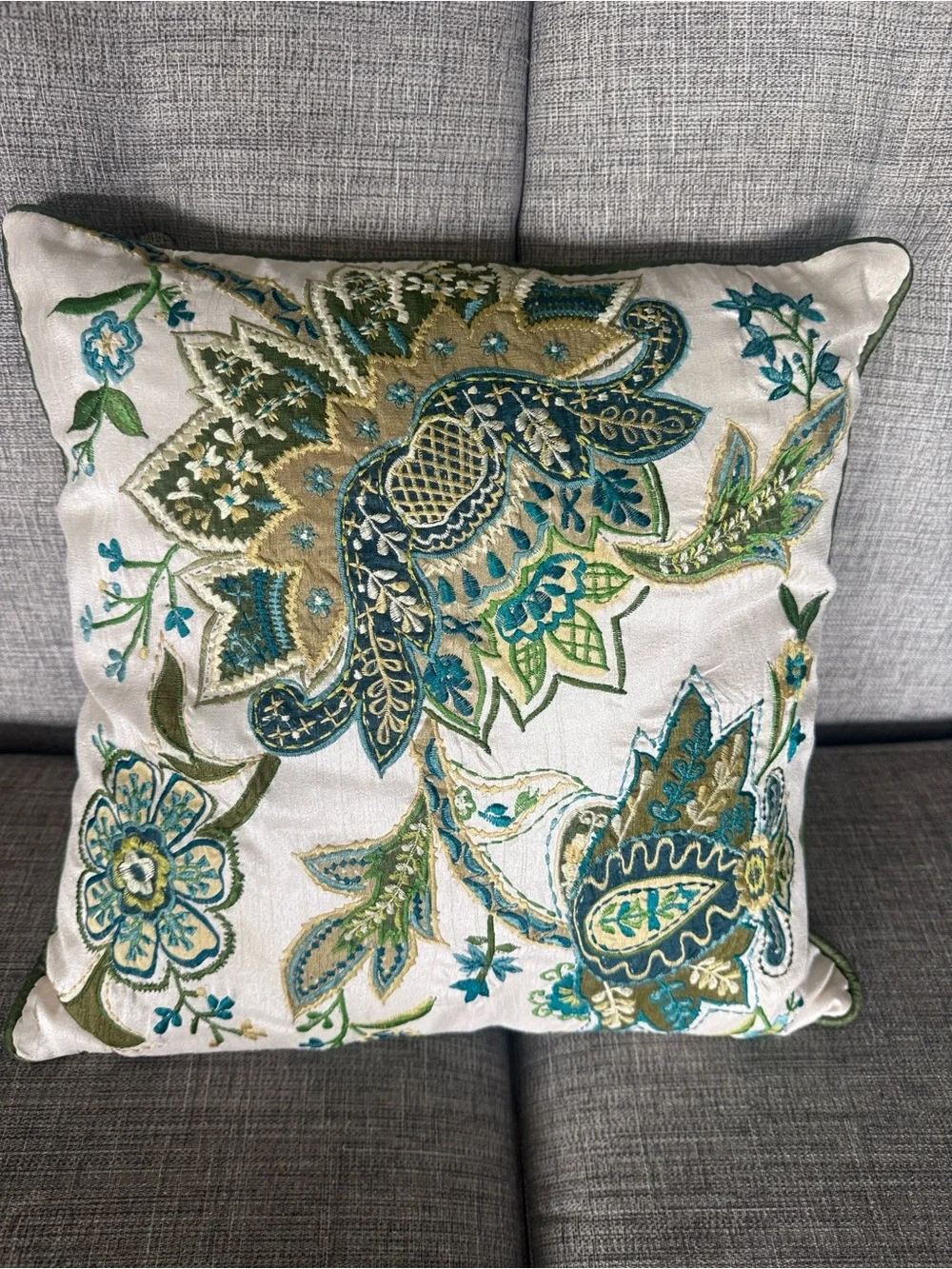 Teal Floral Embroidered Throw Blanket by Pier 1